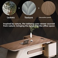 Bureau administratif contemporain en forme de L, table de direction, bureau de PDG, bureau de président, mobilier de bureau haut de gamme, finition en bois