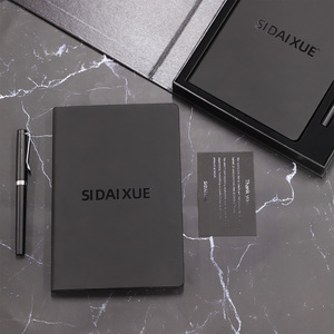 A5 Kích thước PU Leather máy tính xách tay với màu đen giấy và bạc Bút - Product Image 4