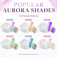 Poudre à ongles Aurora Premium 0,2g Pigment holographique néon chrome Effet gelée glacée Poudre de paillettes pour nail art Matière première en gros