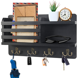 Sang Trọng Ưa Thích Bằng Gỗ Tường Treo Keychain Móc Chìa Khóa Vòng Móc Áo Lưu Trữ Chủ Giá Nổi Kệ Thư Tổ Chức Với Móc Chìa Khóa - Product Image 1