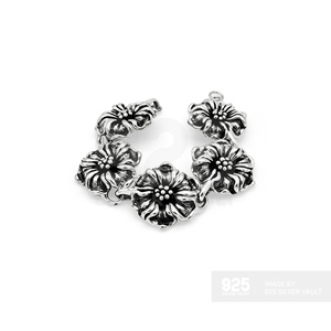 Bracelet en argent 925 avec un design floral détaillé et des centres à pois, de qualité supérieure - Product Image 2