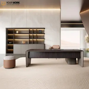 Modern customizable high-end luxury style office reception desk wooden acrylic veneer office furniture reception tea table