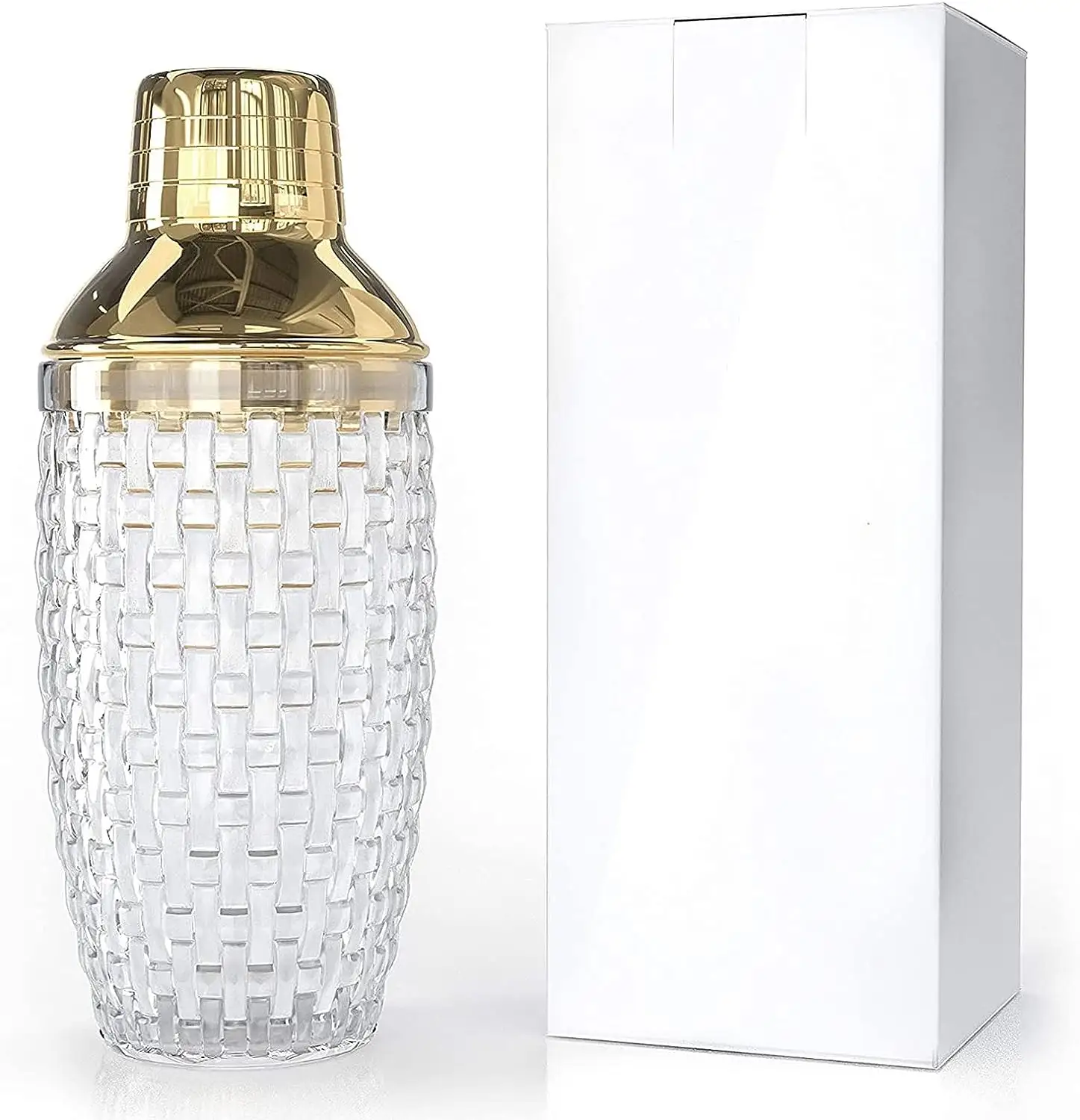 Selection of Gold 350ml Professional Stainless Steel and Glass Cocktail Shakers