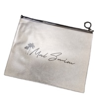 Sac de plage étanche personnalisé en PVC transparent/mat pour emballage de maillots de bain, fermeture éclair noire avec anneau circulaire