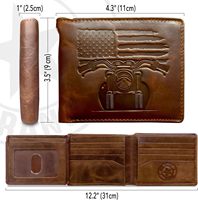 Dompet Kulit PU Pria Model Biker dengan Rantai, Anti-RFID, Motif Bendera Amerika, Merek Mewah, dengan 10 Slot Kartu