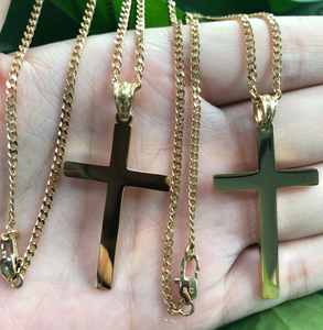 Kalung Liontin Fashion Sederhana Perhiasan Minimalis Rantai Baja Anti Karat Lapis Emas Salib Krusifiks - Product Image 2