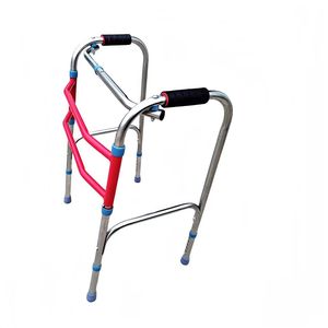 Stainless Steel Walking Aid Red Height Adjustable Anti Slip Folding <b>Walker</b> For <b>Elderly</b> Rehabilitation Equipment - Product Image 2