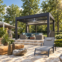Pergola rétractable motorisée en aluminium avec éclairage LED, structures de jardin, modèle CE TUV NG-MP2026
