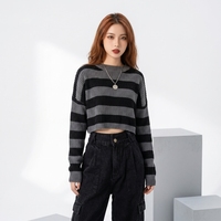 Pull décontracté rayé pour femme, collection automne-hiver 2026, tricot vintage, chaud, à manches longues, col rond, anti-plis