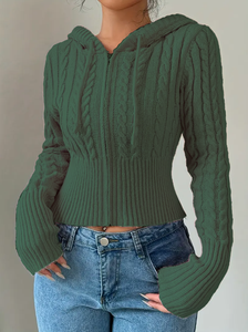 Cardigan zippé à manches longues pour femme, personnalisable en usine, pour l'hiver, sweat à capuche décontracté de haute qualité pour femme - Product Image 2