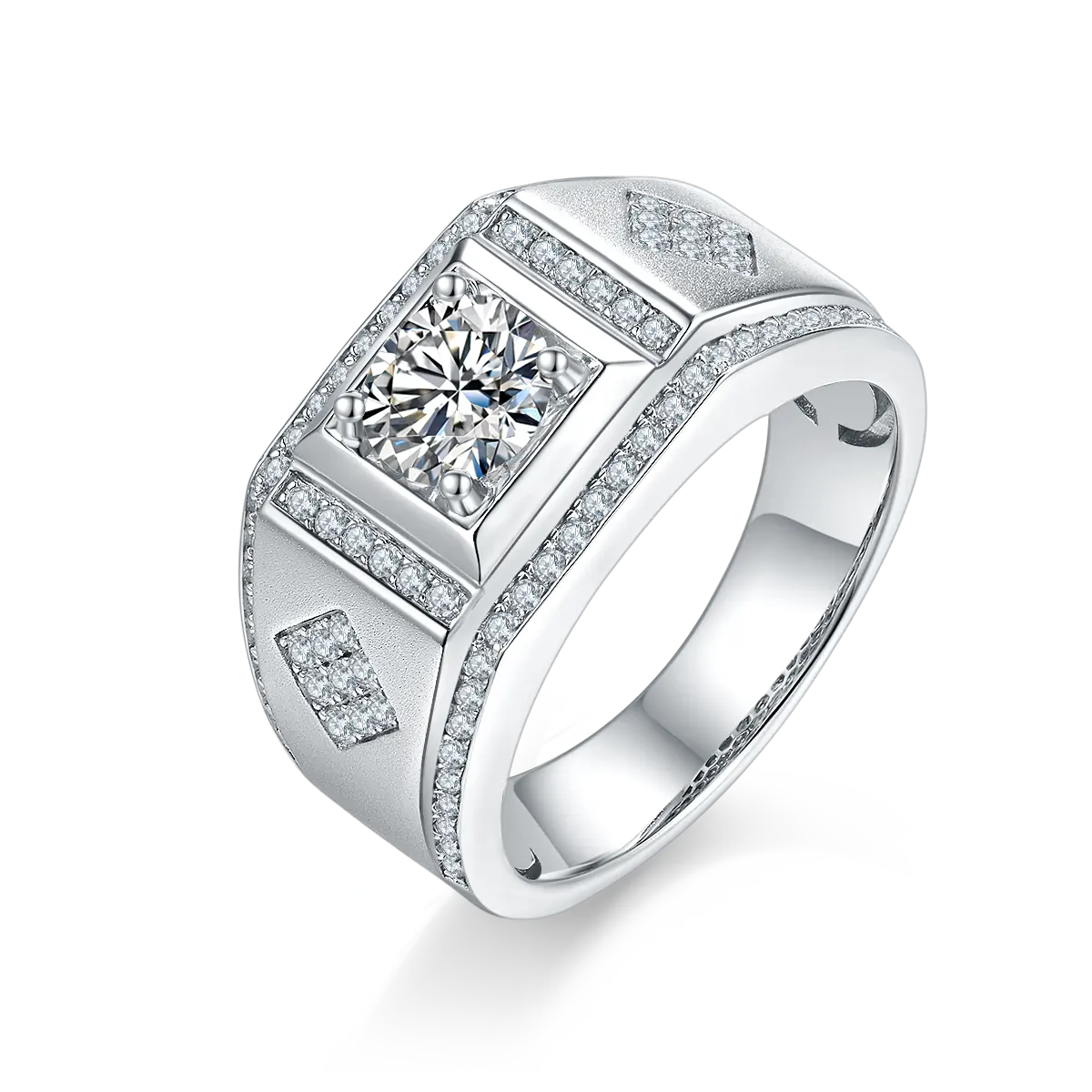 Nine's Custom Mens Engagement Eternity Band Ringen Sieraden Luxe White Gold D Grade Moissanite Diamond 925 Sterling Zilveren Ring