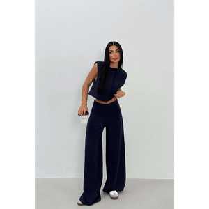 Ensemble de costume pantalon bleu marine pour femmes - Product Image 5