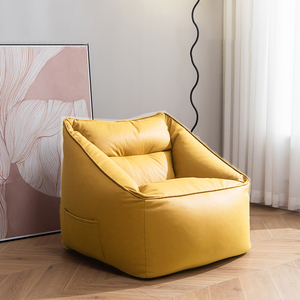 Fauteuil pouf d'intérieur en similicuir pour adultes et enfants, housse de canapé, fauteuil inclinable - Product Image 1