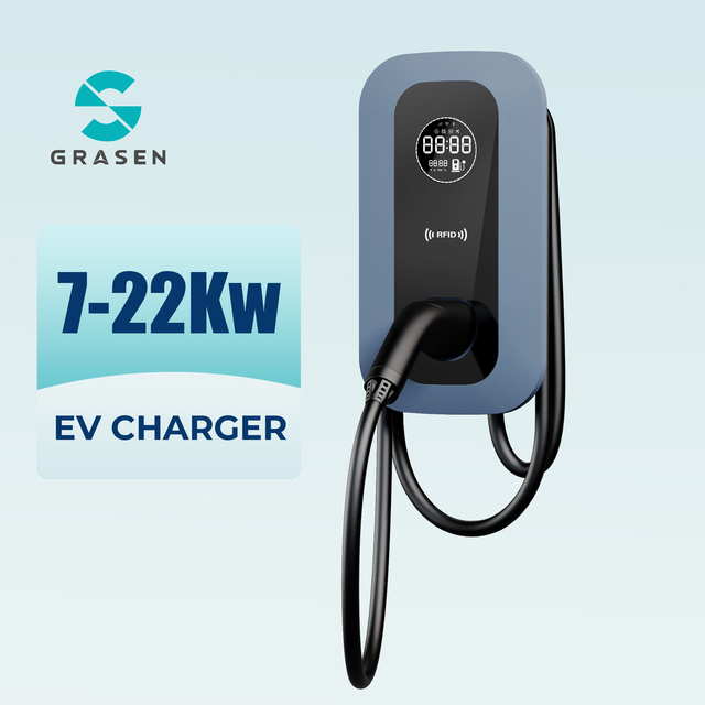 Smart Home EV Charger 7KW 11kW 22KW Type1 Type2 Socket 5m Cable EV Charger Station For Electric Vehicle Charging