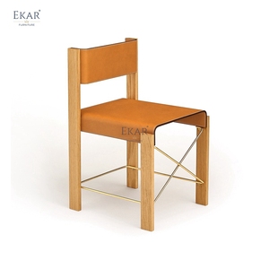 Ekar <span class=keywords><strong>Kael</strong></span> Ăn Uống Hiện Đại Ghế Sang Trọng Fusion Rắn Gỗ Da Kim Loại Cho Nhà Khách Sạn Biệt Thự Thoải Mái tựa Lưng - Product Image 1