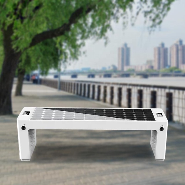 Self-sufficient Powered Exclusively by Solar Energy USB Plug Phone Charging Garden Bench