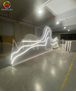 モダンラグジュアリー3Dデザイン装飾PVC + アクリル結婚式背景LEDライト付きホワイト工場直販 - Product Image 5