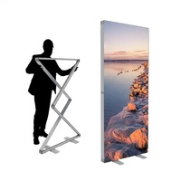 Panneau publicitaire extérieur rectangulaire personnalisé en alliage d'aluminium, portable, double face, pliable, avec affichage en tissu souple SEG
