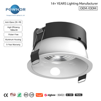 Downlight LED encastré haute efficacité 100lm/W CRI>90Ra 5CCT 2700K-6000K TRIAC 0-10V DALI Dimmable CE RoHS EMC LVD SAA Fabrication OEM