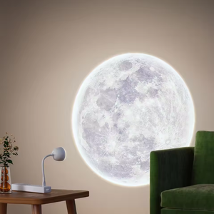 USB Rechargeable Warm White Dimmable Moon Projection Night <b>Light</b>, Remote Control ABS Lunar Ambience Lamp - Product Image 4