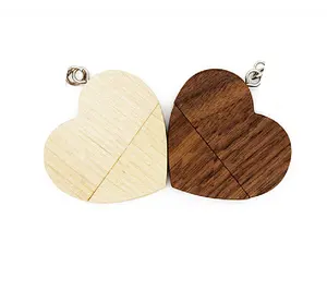 Novelty Gift High Speed Wooden USB Memory Stick Thumb Drive 32GB 16gb 8GB Walnut Maple Wood Heart Shape USB Flash Drive