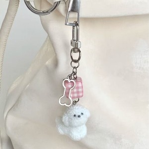 KC694 귀여운 플록 가공 합금 강아지 금속 열쇠고리 뼈 모양 강아지 만화 휴대폰 펜던트 다용도 짧은 체인 커플 선물 - Product Image 2