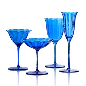 Verres à vin vintage bleus de haute qualité, ensemble de verres en cristal faits à la main, design moderne et simple, verrerie de luxe pour la décoration de fête - Product Image 3