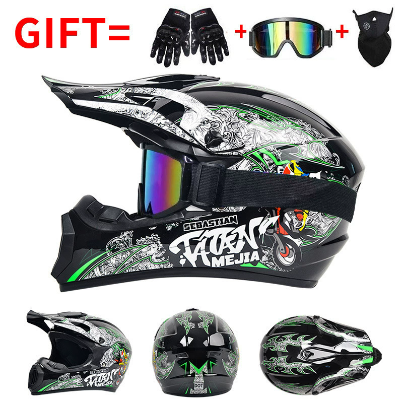 Bright black green locomotive, 3-piece gift set
