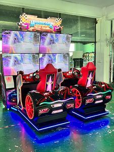 Machine de simulation de course d'arcade en vente chaude, équipement de jeu de conduite commercial, volant en métal, siège, système de mouvement, double écran - Product Image 3