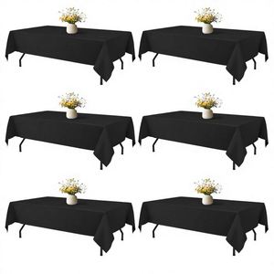 Black Solid Rectangle Textile Tablecloth Pack 60 84 Washable Wrinkle-Resistant Heat-Proof 5FT <b>Tables</b> for - Product Image 2