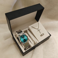 Montre Homme Gohuos 8807 Haut de Gamme Étanche Lumineuse en Acier Inoxydable avec Collier Croix, Bague, Bracelet et Coffret en Cuir