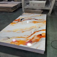 Panneau mural en marbre avec finition brillante et revêtement UV, alternative au marbre, 3 mm, impression 3D, feuille de marbre UV pour panneau mural, décoration intérieure, imperméable