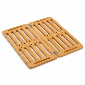 Égouttoir à vaisselle pliable en <span class=keywords><strong>bambou</strong></span> naturel pour comptoir de cuisine, organisateur gain de place - Product Image 1