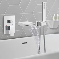 Ensemble de robinetterie de douche moderne en laiton chromé pour lavabo et baignoire, avec pommeau de douche carré, jet pluie et massage, de qualité supérieure
