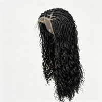 Perruque Lace Front Dreadlocks Brun Clair en Fibre Haute Température, Sans Colle, Ligne de Cheveux Naturelle, Perruque Instantanée Africaine Effet Noodles