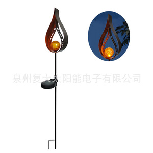 Lampe solaire décorative d'extérieur en fer forgé à LED, résistante à l'eau, portable, pour jardin - Product Image 2