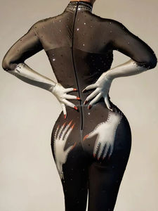 Traje de escenario de tela para escenario de Halloween, <span class=keywords><strong>mono</strong></span> de <span class=keywords><strong>lentejuelas</strong></span>, Ropa de baile, leotardo de bailarina, <span class=keywords><strong>Mono</strong></span> de Club para mujer - Product Image 4