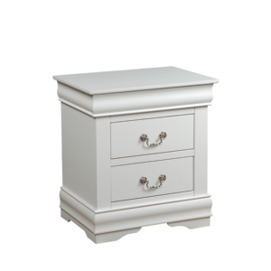 Louis Philippe White Finish Nightstand With Two <b>Drawers</b> Bedroom <b>Storage</b> Furniture - Product Image 5