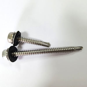 Vis de toit hexagonal éclairée à chaud, 10 pièces, pour bois Tek bois en acier inoxydable, auto-perçage, modèle à tête hexagonale avec rondelle epdm - Product Image 4