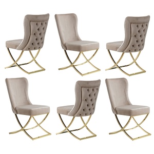 <span class=keywords><strong>Chaise</strong></span> de salle à manger rembourrée exclusive avec pieds chromés Meubles de salle à manger Home Hotel <span class=keywords><strong>Beige</strong></span> <span class=keywords><strong>Microfibre</strong></span> Royal Collection <span class=keywords><strong>Chaise</strong></span> de salle à manger - Product Image 2