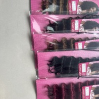 Extensions de cheveux synthétiques tressées au crochet, ondulations profondes et queue de cheval droite, fibres haute température, cheveux longs teints