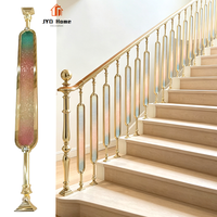 Balustre d'escalier ovale en verre et aluminium doré, décoré, de luxe, moderne, pour rampe intérieure – Vente directe usine