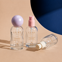 Flacon pompe en verre personnalisé avec logo, 50 ml, forme irrégulière mignonne, avec couvercle en forme de boule, pour crème visage, sérum, fond de teint liquide BB