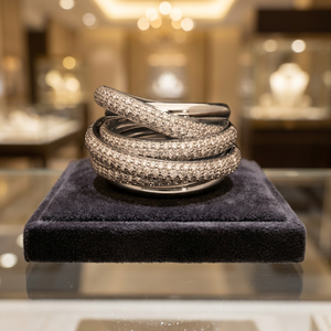 แหวนทองคำขาว 14K ชุบโรเดียม ดีไซน์พันหลายแถว ประดับเพชรทรงบริลเลียนต์ธรรมชาติ สำหรับผู้หญิง หรูหรา เหมาะเป็นของขวัญหมั้น - Product Image 4