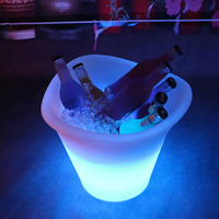 Usine directe LED seau à glace à champagne transparent lumineux barre carrée KTV ensemble de meubles fût en plastique refroidisseur avec design de luxe
