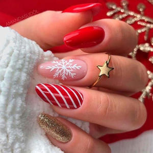 <span class=keywords><strong>Uñas</strong></span> Navideñas al por Mayor, Diseño de <span class=keywords><strong>Uñas</strong></span> de Alta Calidad para Año Nuevo, <span class=keywords><strong>Uñas</strong></span> Cuadradas y Almendradas, <span class=keywords><strong>Uñas</strong></span> Hechas a Mano para Invierno con Pegamento - Product Image 3