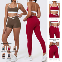 Ensemble de yoga 2 pièces personnalisé pour femme, grande taille, soutien-gorge et short, maintien élevé, respirant, taille haute, pour le Pilates et l'entraînement