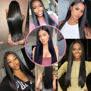 Straight Hair Bundles Extensions Smooth Ombre Hair Weaving 30Inch Super Long Synthetic Straight Hair Bundles Full to End