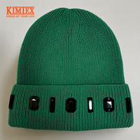 Topi Beanie musim dingin kualitas tinggi uniseks dengan berlian imitasi persegi OEM ODM topi musim dingin populer Beanie dengan Beanie logo kustom