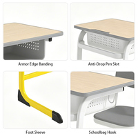 Meubles de classe modernes, écologiques, durables, table de lecture réglable, ensemble bureau et chaise pour étudiants, 1 tiroir pour chambre à coucher, université